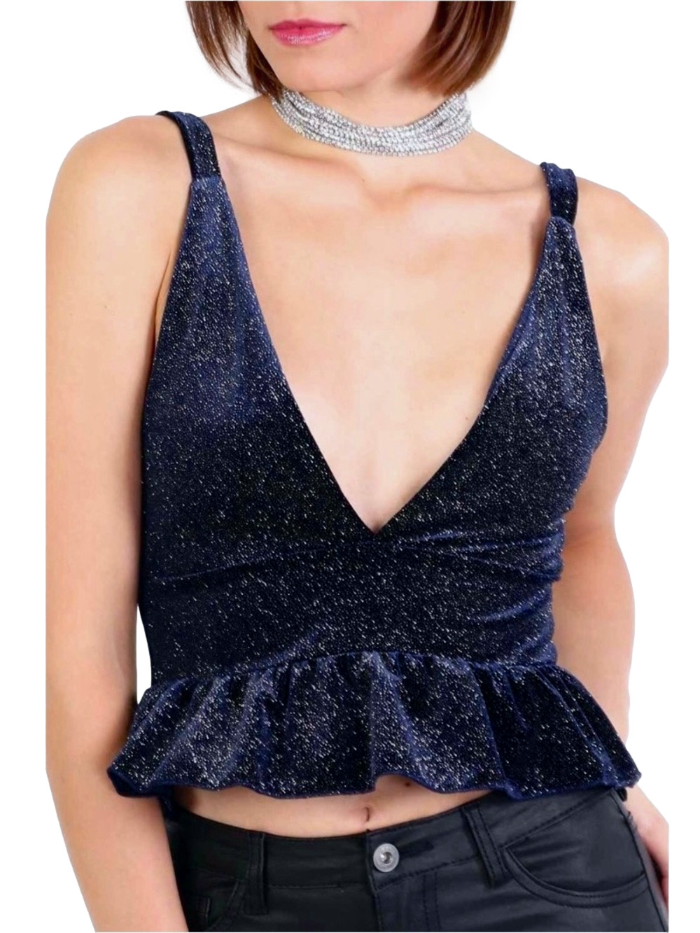Revamped navy velvet top